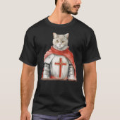 Feline Knight Templar The Crusader Cat T-shirt (Voorkant)