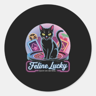 Feline Lucky Gambling Casino Kat Speler &versterke Ronde Sticker