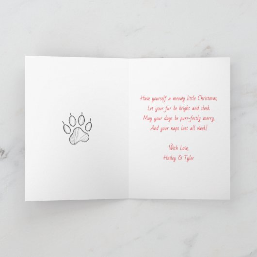 Feline Merry and Bright | Personalized Christmas Feestdagen Kaart (Binnen)