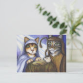 Feline Nativité Chats Noël Carte postale (Debout devant)