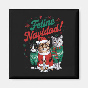 Feline Navidad Funny Cat Christmas Holiday Sa Magneet