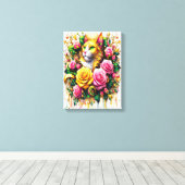 Feline temidden van een levendige bloemenbloei 12x canvas afdruk (Insitu (Houten vloer))