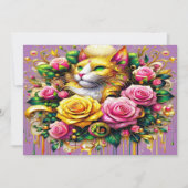 Feline temidden van een levendige bloemenbloei bedankkaart (Voorkant)