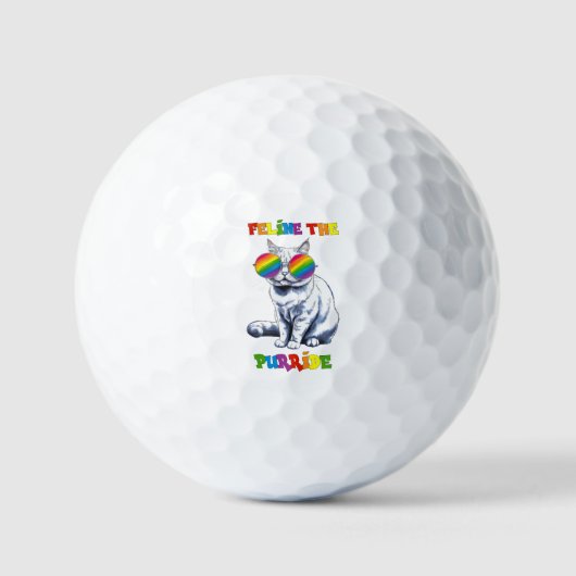 Feline The Purride - Cool Pride Cat LGBTQ Golfballen (Voorkant)