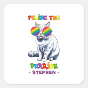 Feline The Purride - Cool Pride Cat LGBTQ Vierkante Sticker