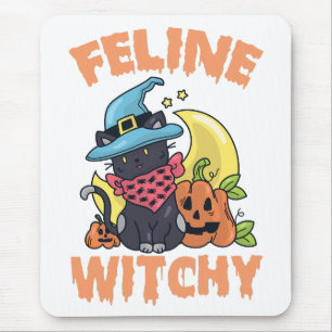 Feline Witchy Funny Spooky Halloween Cat Kitten Muismat