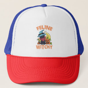 Feline Witchy Funny Spooky Halloween Cat Kitten Trucker Pet