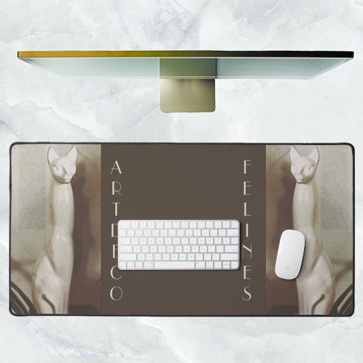 Felines Art Déco Vintage Chat Élégant Brown