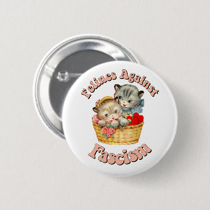 Felines tegen fascisme ronde button 5,7 cm