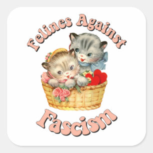 Felines tegen fascisme vierkante sticker