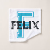 Felix nom signifiant sport monogramme bleu blanc (Gant de toilette)