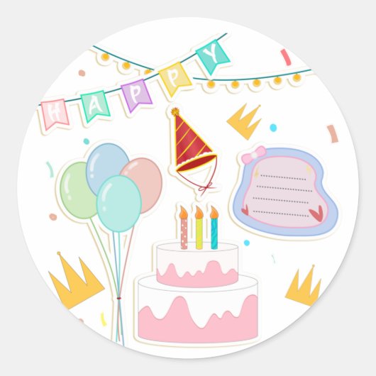 Feliz Aniversário Gelukkige Verjaardag Ronde Sticker (Voorkant)