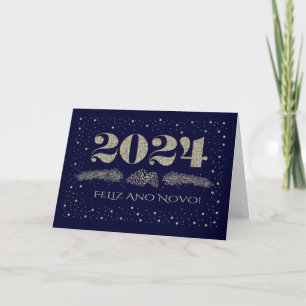 Feliz Ano Novo 2024. Carte du Nouvel An en portuga