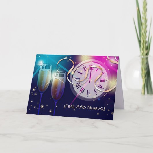 Feliz Año Nuevo. Carte du Nouvel An en espagnol (Devant)