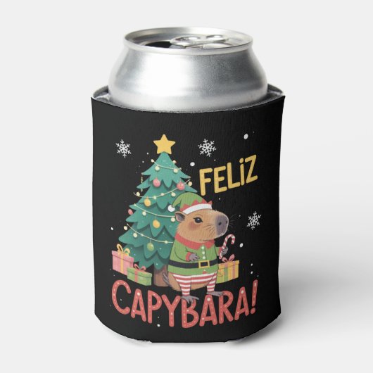 Feliz Capybara Elf Xmas Christmas Tree Blikjeskoeler (Blikje Voorkant)