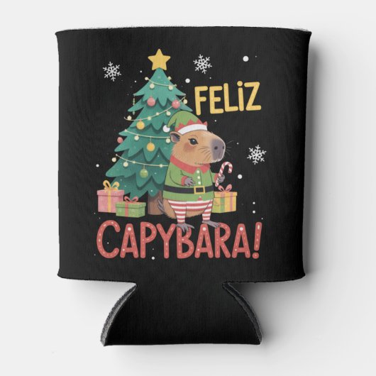 Feliz Capybara Elf Xmas Christmas Tree  Blikjeskoeler (Voorkant)