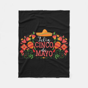Feliz Cinco de Mayo met gitaarcactus Sombrero Ma Fleece Deken