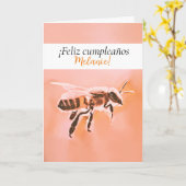 Feliz cumpleaños - Carte d'anniversaire d'abeilles (Fleur jaune)
