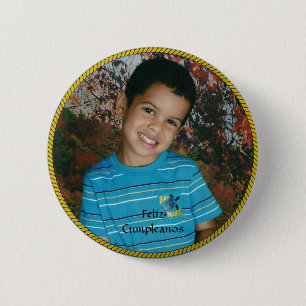 Feliz Cumpleanos Circle Fotosjabloon Ronde Button 5,7 Cm