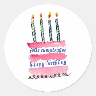feliz cumpleaños con pastel y velas ronde sticker