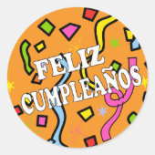 Feliz Cumpleanos Happy Birthday in het Spaans Ronde Sticker (Voorkant)