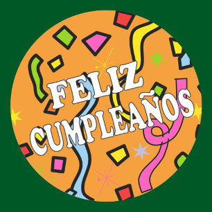 Feliz Cumpleanos Happy Birthday in het Spaans Ronde Sticker