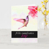 Feliz cumpleaños - Hummingbird Birthday Kaart (Gele Bloem)