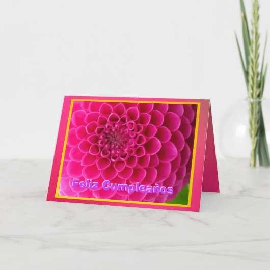 Feliz Cumpleaños - La Dalia Rosa Kaart (Voorkant)