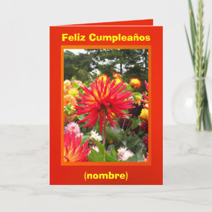 Feliz Cumpleaños - Las Dalias Rojas y Amarillas Kaart