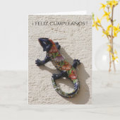 feliz cumpleaños lizard kaart (Gele Bloem)