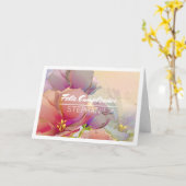 Feliz Cumpleaños Nom personnalisé Cartes d'anniver (Fleur jaune)