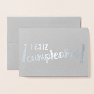 Feliz Cumpleaños Spaans Happy Birthday Brush Folie Kaarten