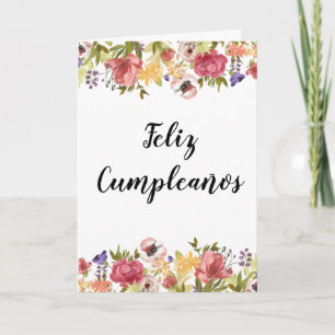 Feliz Cumpleaños Spain Floral Flower Birthday Kaart