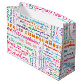 Feliz Cumpleaños Spain Happy Birthday Word Cloud Groot Cadeauzakje (Achterkant Gekanteld)