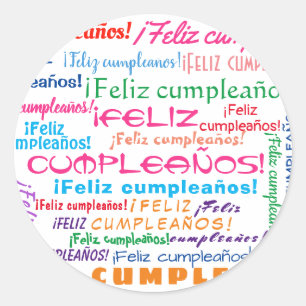 Feliz Cumpleaños Spain Happy Birthday Word Cloud Ronde Sticker