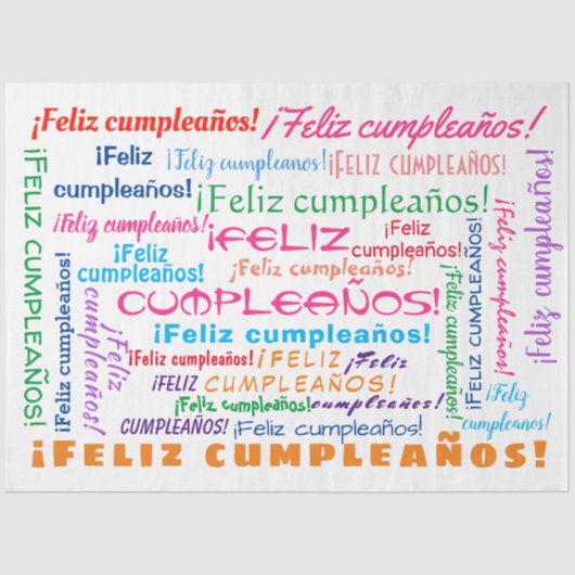 Feliz Cumpleaños Spain Happy Birthday Word Cloud Tissuepapier (Voorkant)