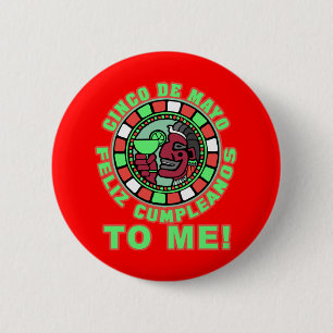 Feliz Cumpleanos tegen mij! Happy Birthday in het Ronde Button 5,7 Cm