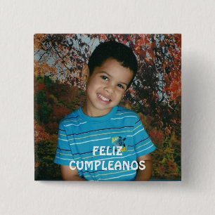 Feliz Cumpleanos Vierkante Button 5,1 Cm
