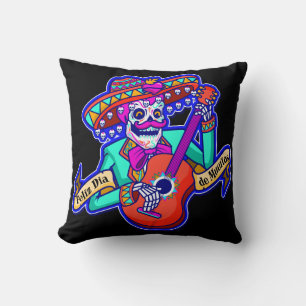Feliz Dia De Muertos met Skeleton-gitaar Kussen