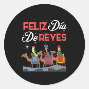 Feliz Dia de Reyes Happy Three Kings Day Epiphany Ronde Sticker