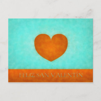 Feliz día de San Valentín Postal Corazón Naranja. Briefkaart
