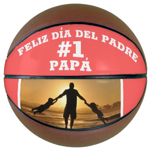 Feliz Dia Del Padre #1 Papa Aangepaste foto Basketbal (Voorkant)