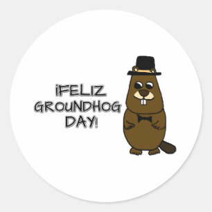 Feliz Groundhog Day! Ronde Sticker