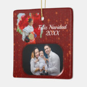 Feliz kerstventilator & sterren 2555 keramisch ornament (Links)