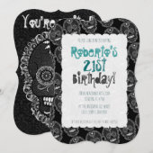 Feliz Muertos Black & Grey Sugar Skull Kaart (Voorkant / Achterkant)