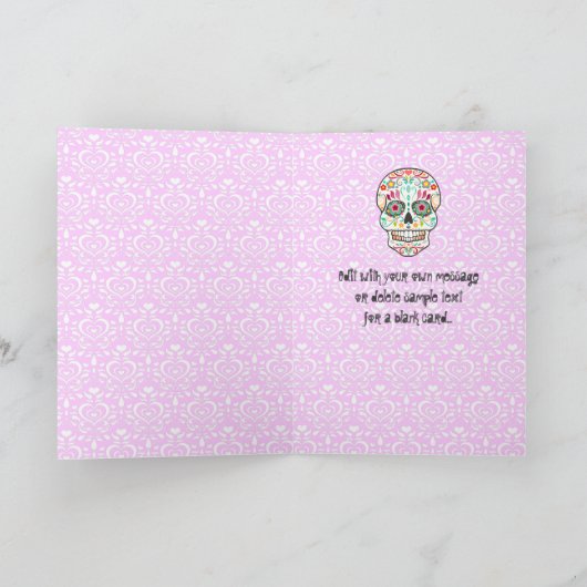 Feliz Muertos - carte faite sur commande de crâne (Intérieur)