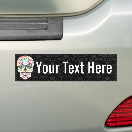 Feliz Muertos - Custom Sugar Skull Bumpersticker (Op auto)
