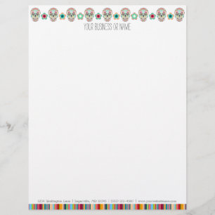Feliz Muertos - Custom Sugar Skulls Letterhead Persoonlijk Briefhoofd