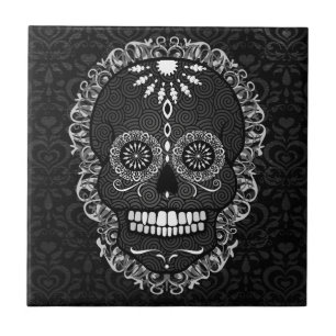 Feliz Muertos - Festive Sugar Skull Tile Tegeltje