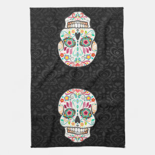 Feliz Muertos - Festive Sugar Skulls Kitchen Towel Theedoek